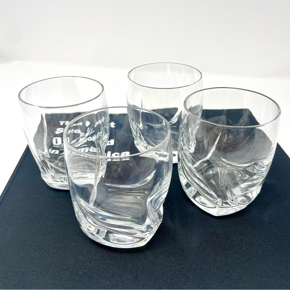 Luigi Bormioli Ravel Collection Crystal Glasses Barware Swirl Base Design Italy